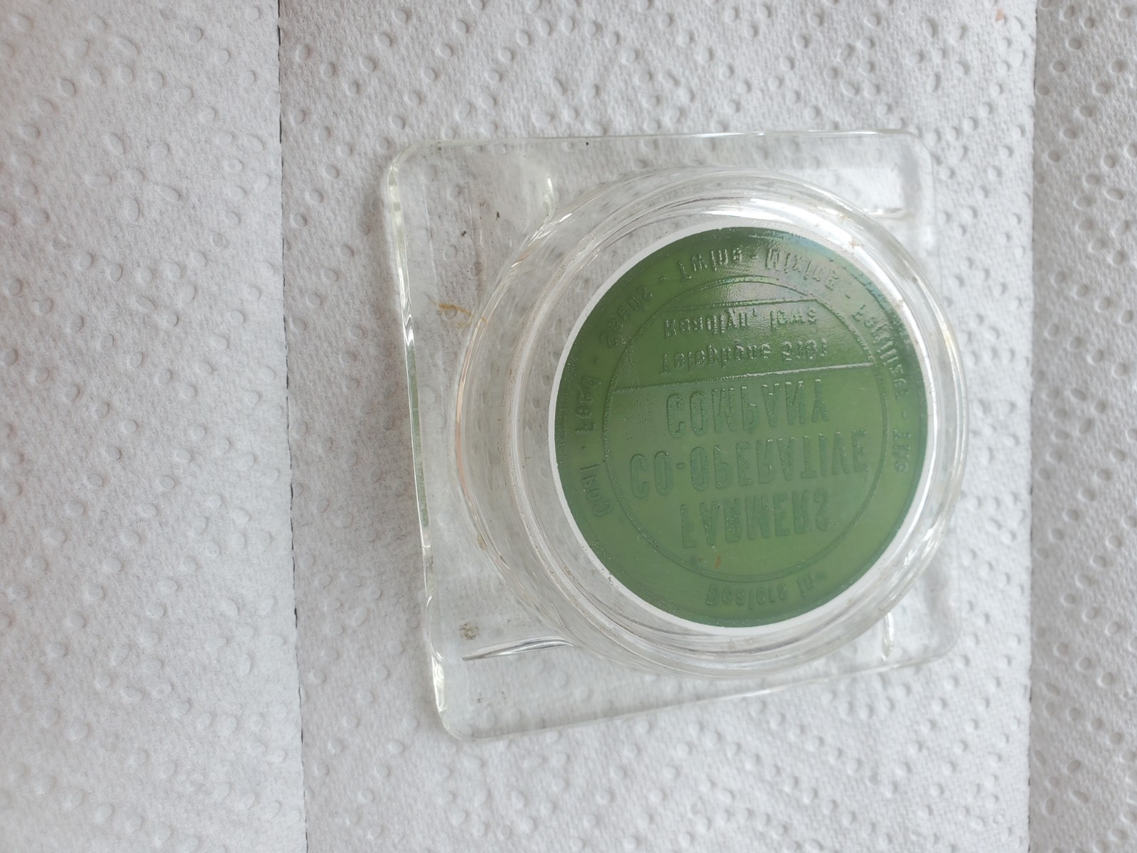 Glass Ashtray Farmers Cooperative Readlyn Iowa Coal Feed Seed Twine Mixing Tile