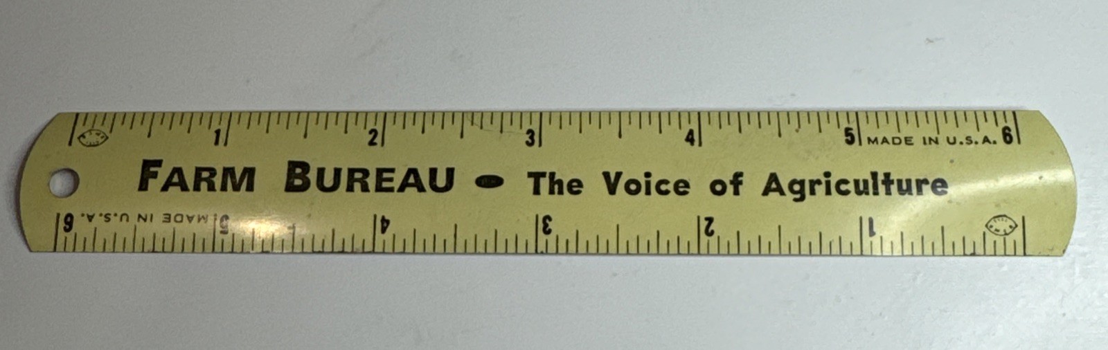 Vintage Farm Bureau 6” Ruler / Tin / Agricultural Insurance Advertising / USA