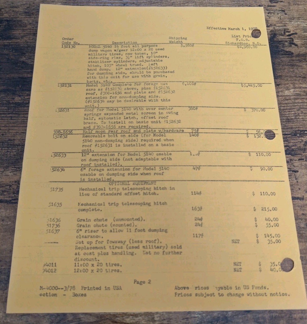 DU AL 5000 All Purpose Dump Wagon Brochure And Price List