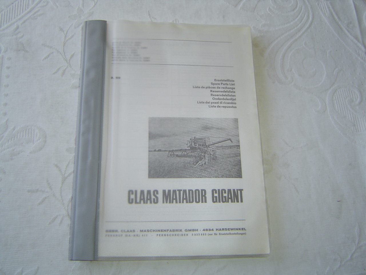 CLAAS matador gigant combine parts list catalog book manual