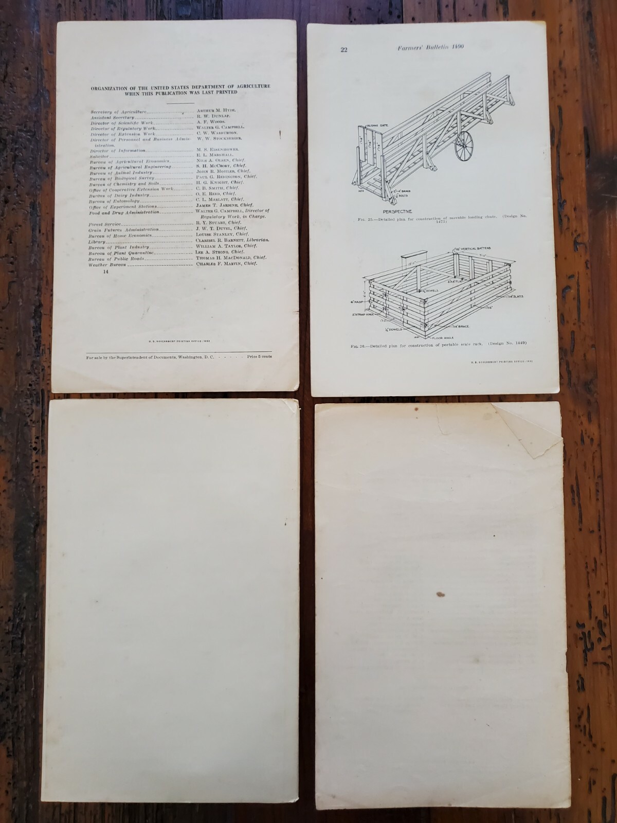 US Vintage Department of Agriculture Farmers Bulletin Lot of 4 Different (DA4)
