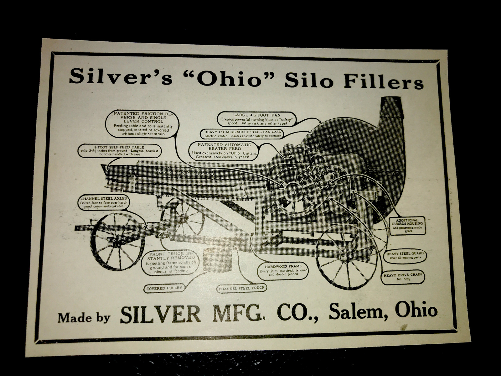 1916 Silver Ohio Silo Fillers Farm Advertising – Salem – Ohio