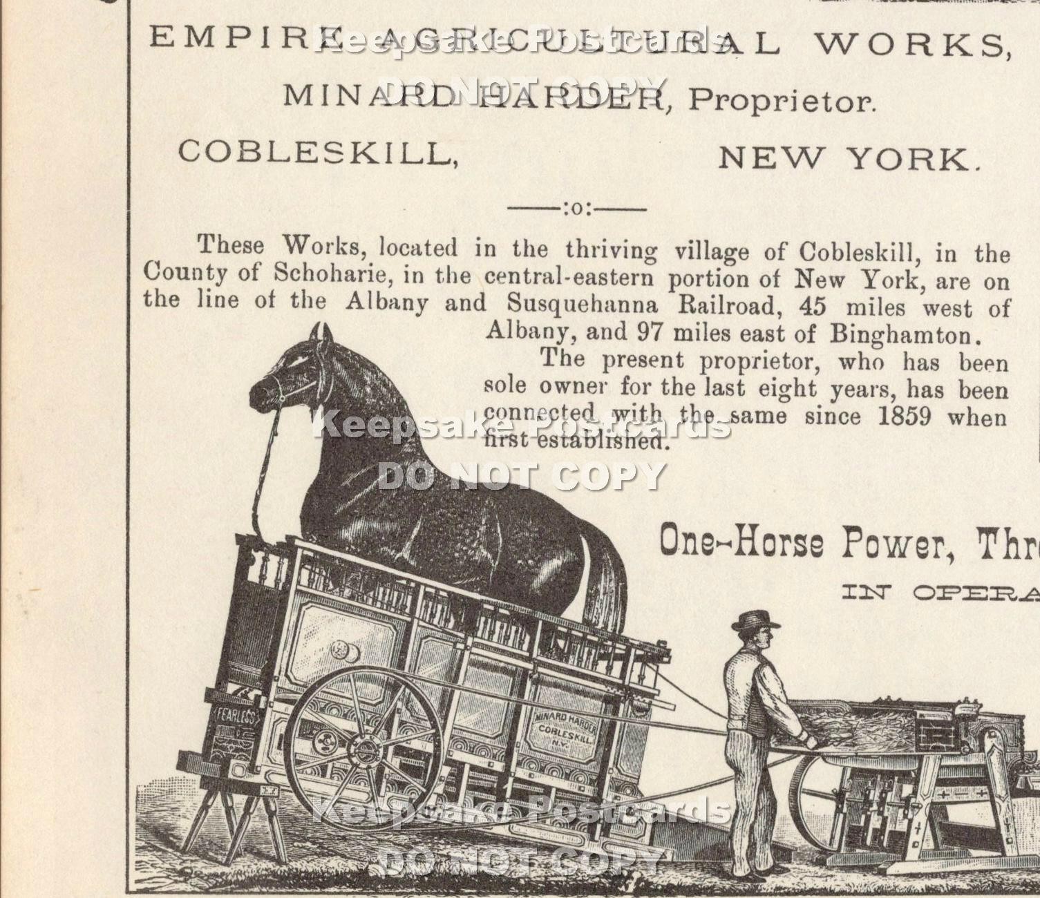 Empire Agricultural Works Horse-powered Threshers Cobleskill NY Vintage Print Ad