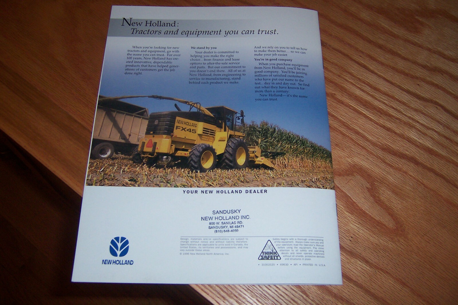 NEW HOLLAND FORAGE HARVESTERS MODEL FX25, FX45, LIT # 31002520 1996