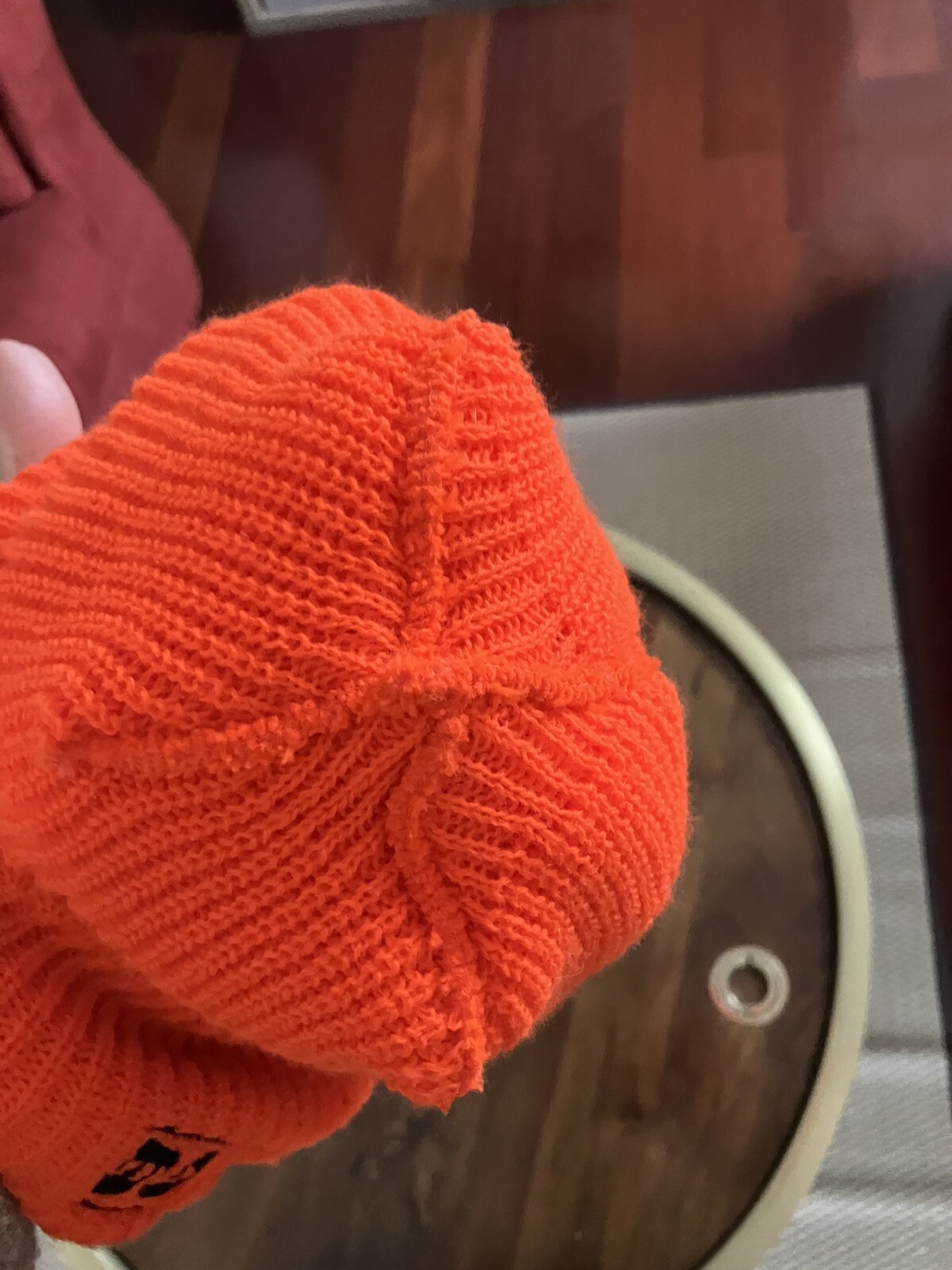 Vintage 80s Land O Lakes Cenex Acrylic Knit Blaze Orange Cap Hat