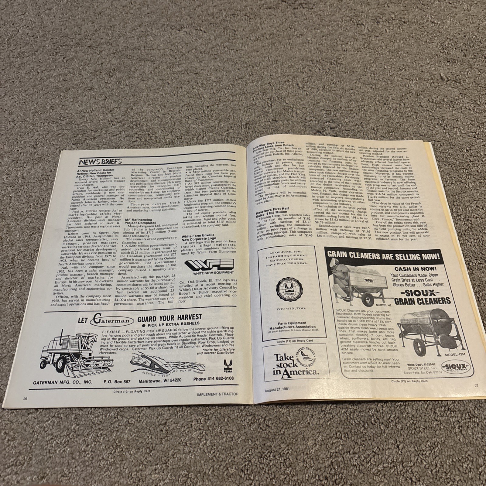 Implement & Tractor Magazine August 21, 1981 Farming Agriculture Vintage Ads J