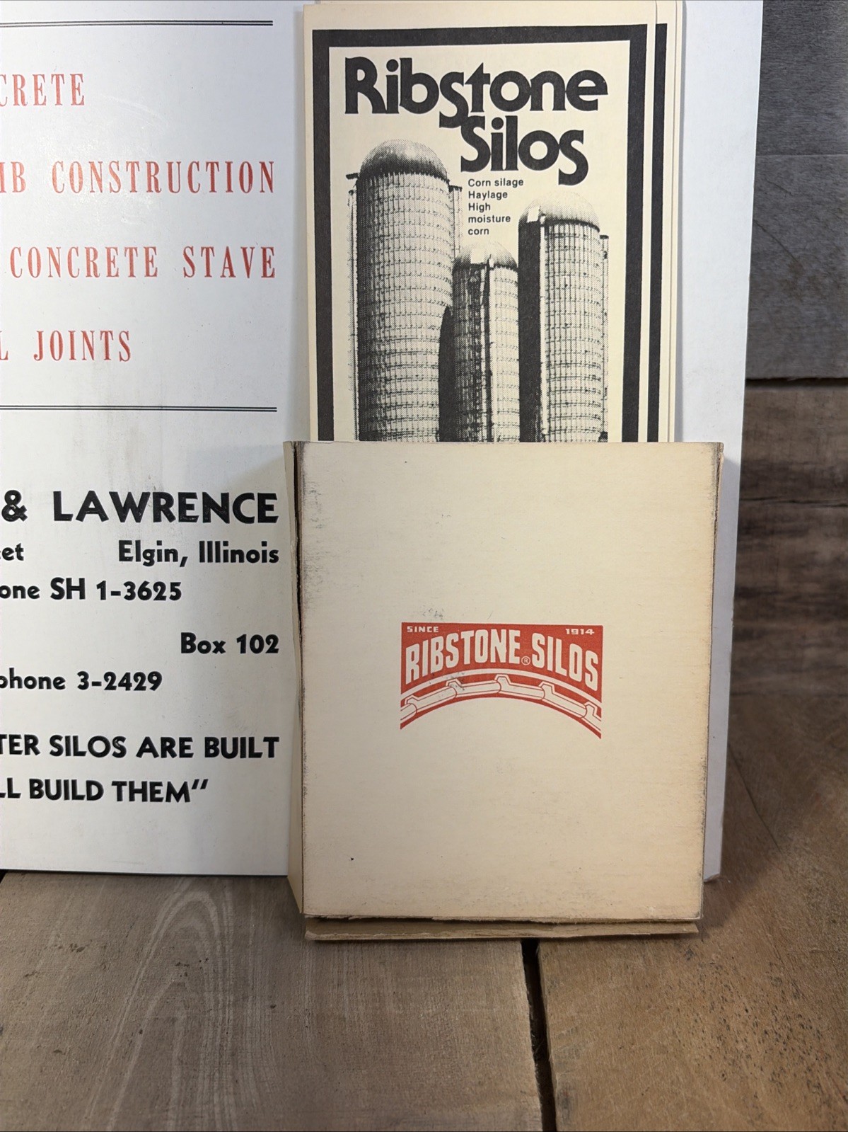 Vintage Brochure Counter Display Sign Ribstone Farm Silo Ph 3-2429 Illinois Ohio