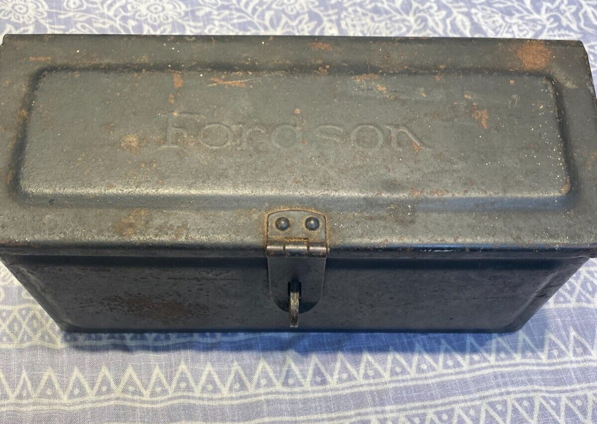 Vtg Fordson Tractor Tool Utility Box Antique Farm Collectible Embossed