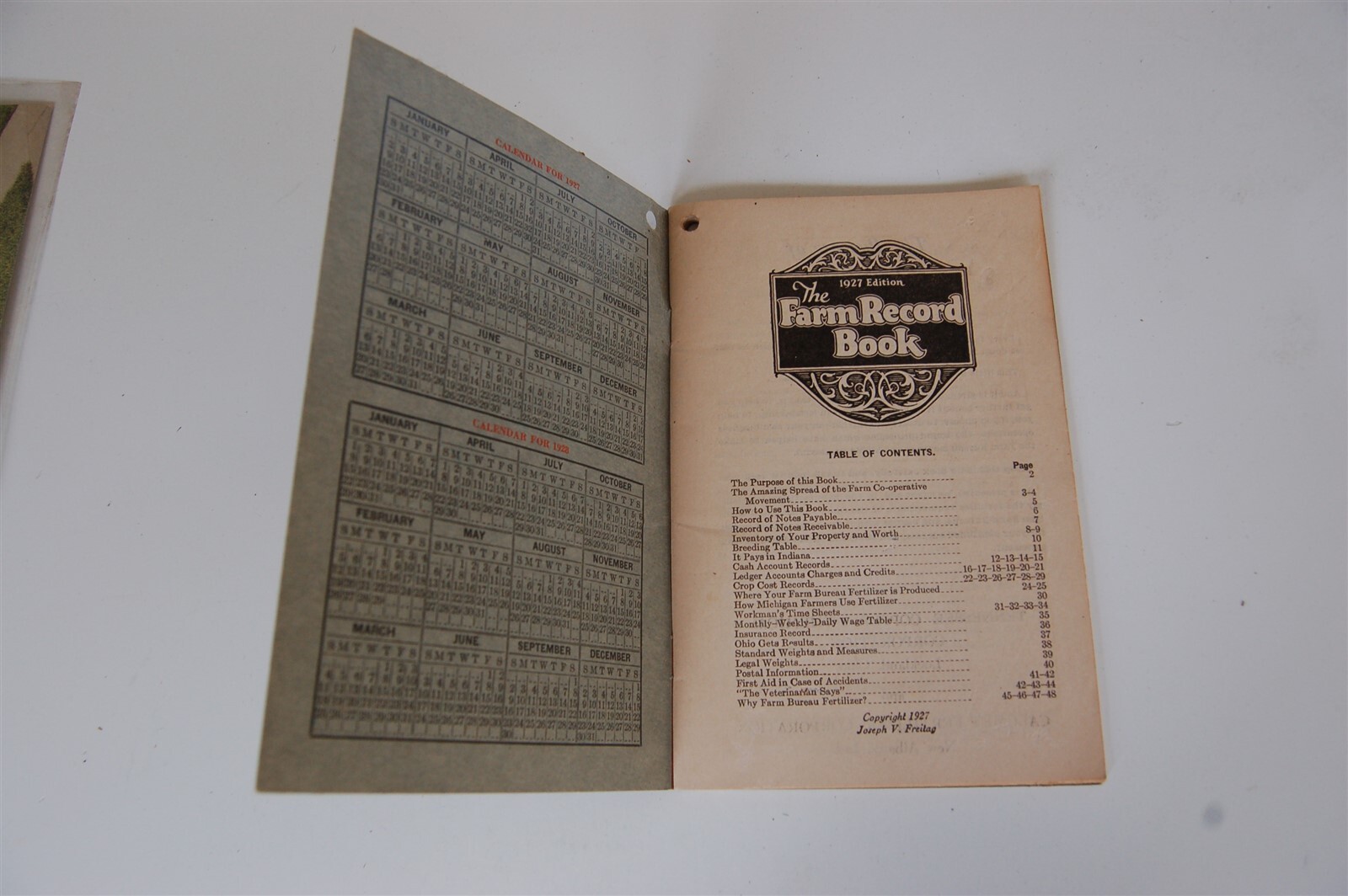 1927 Farm Record Book – Indiana Farm Bureau / Tennessee Copper