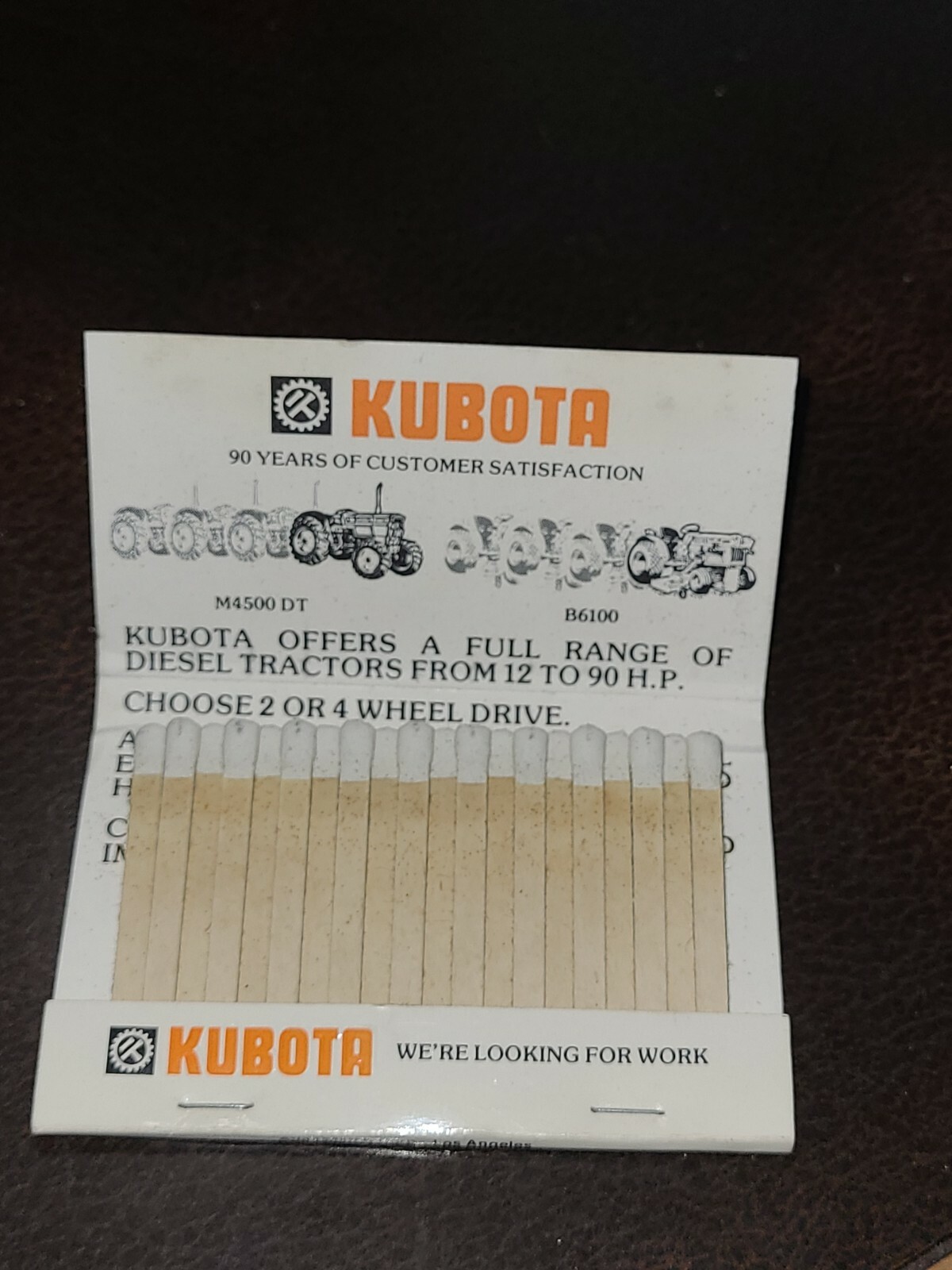 1980s Straley Farm Supply Dover York Pa Kubota Tractors Matchbook