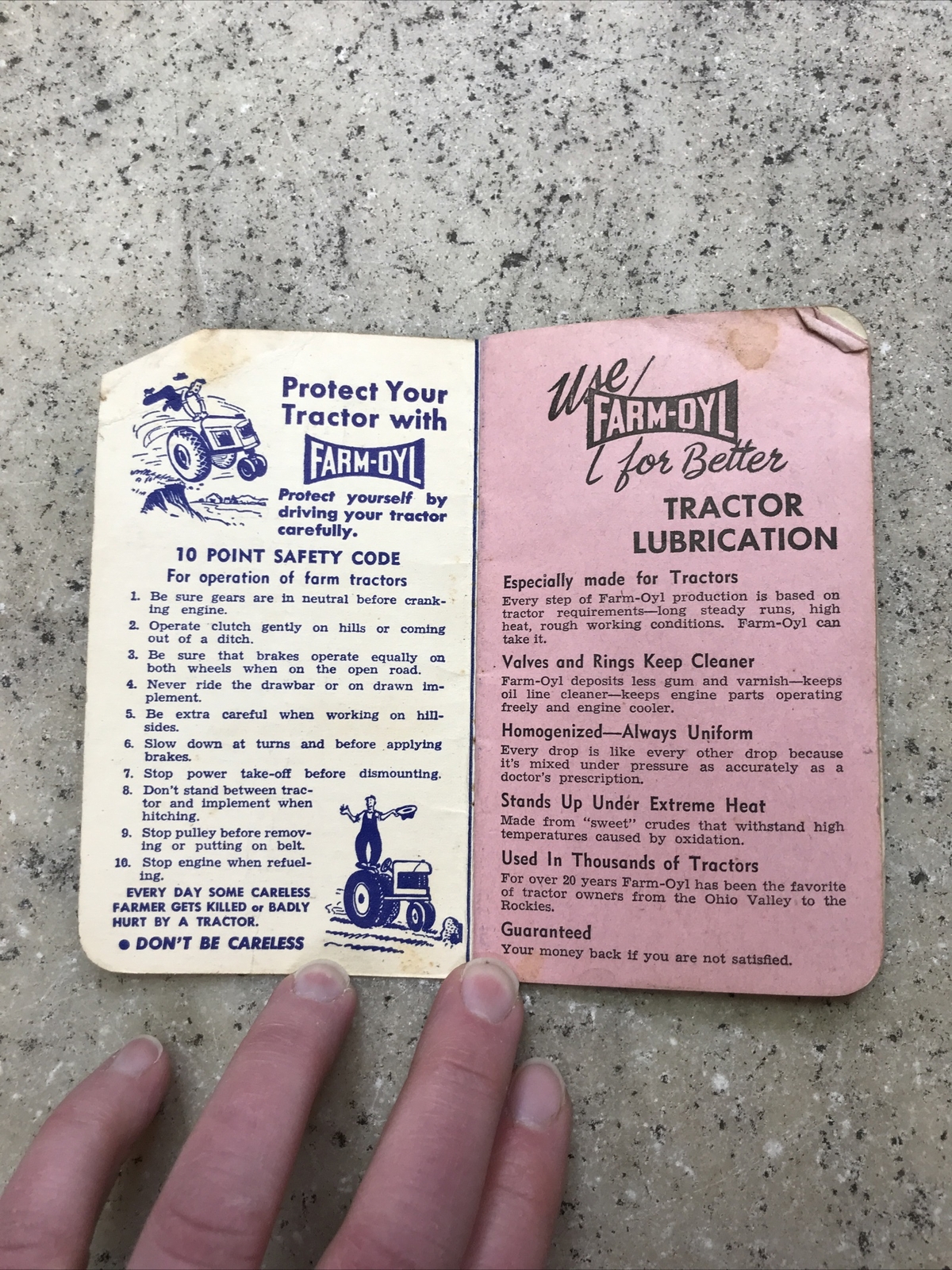 Vintage Rare Farm-Oyl Memo Pad Tractor Motor Oil Guide Brouchure Hand Booklet