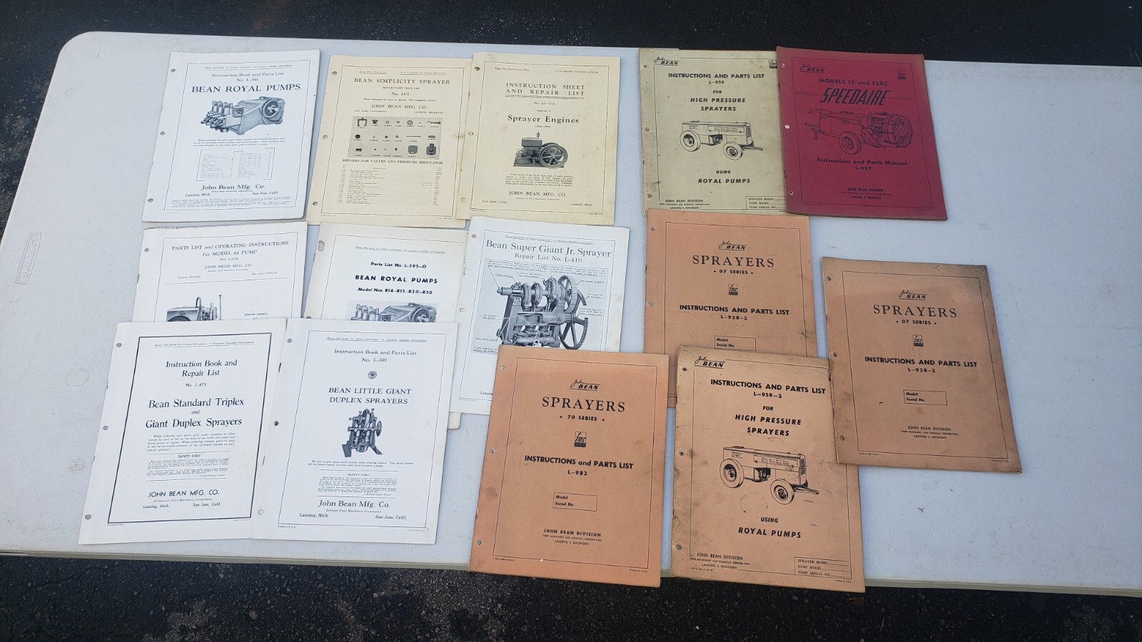 Vtg apple grower John Bean farm sprayer instruction & parts list lot