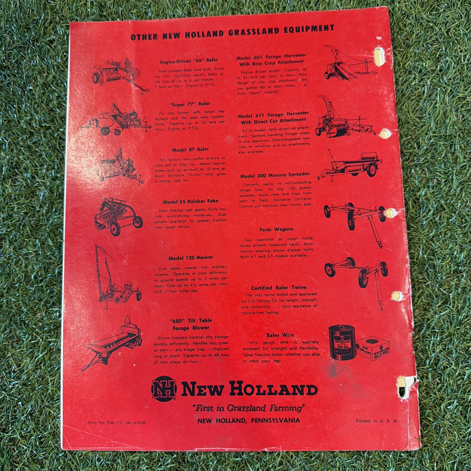 1961 model 77 new holland baler assembling/operating instructions good used