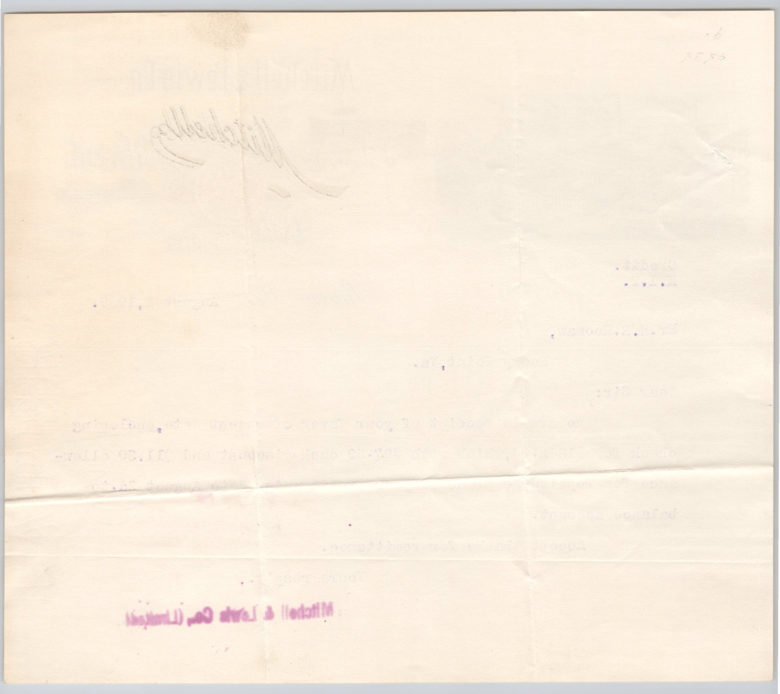 1909 Mitchell & Lewis Wagon Manufacturer Racine WI Color Letterhead BH1-64