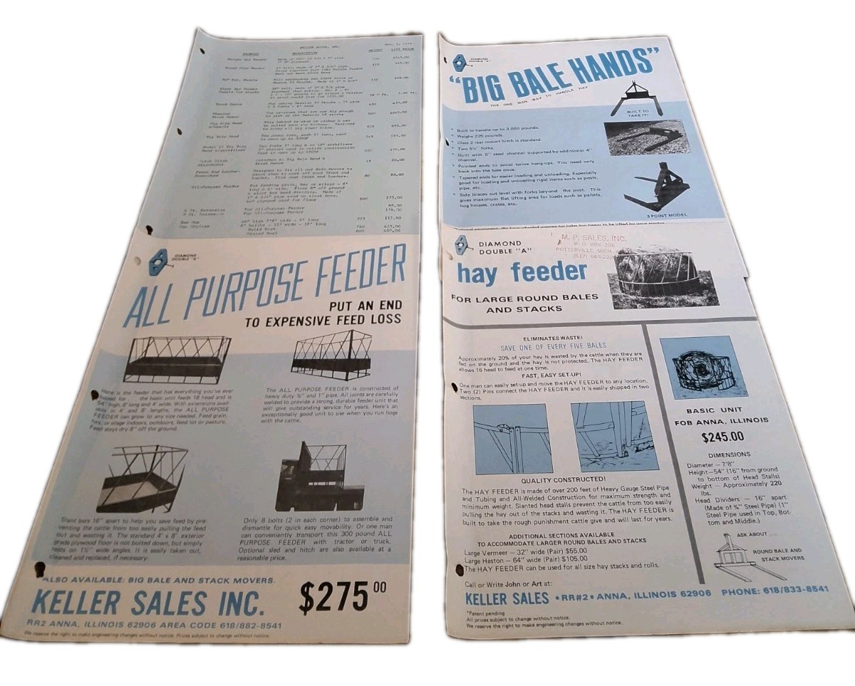 Keller Sales Inc Hay Feeder And Big Bale Hands Brochures With Price List