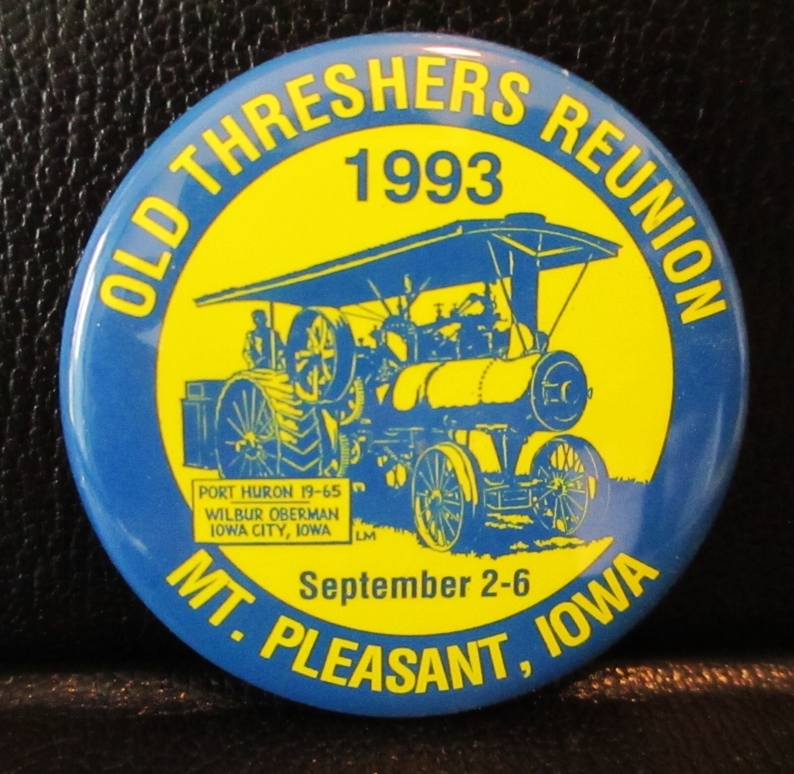 1993 Midwest Thresher Reunion Mt Pleasant 19-65 Port Huron Steam Pinback Button