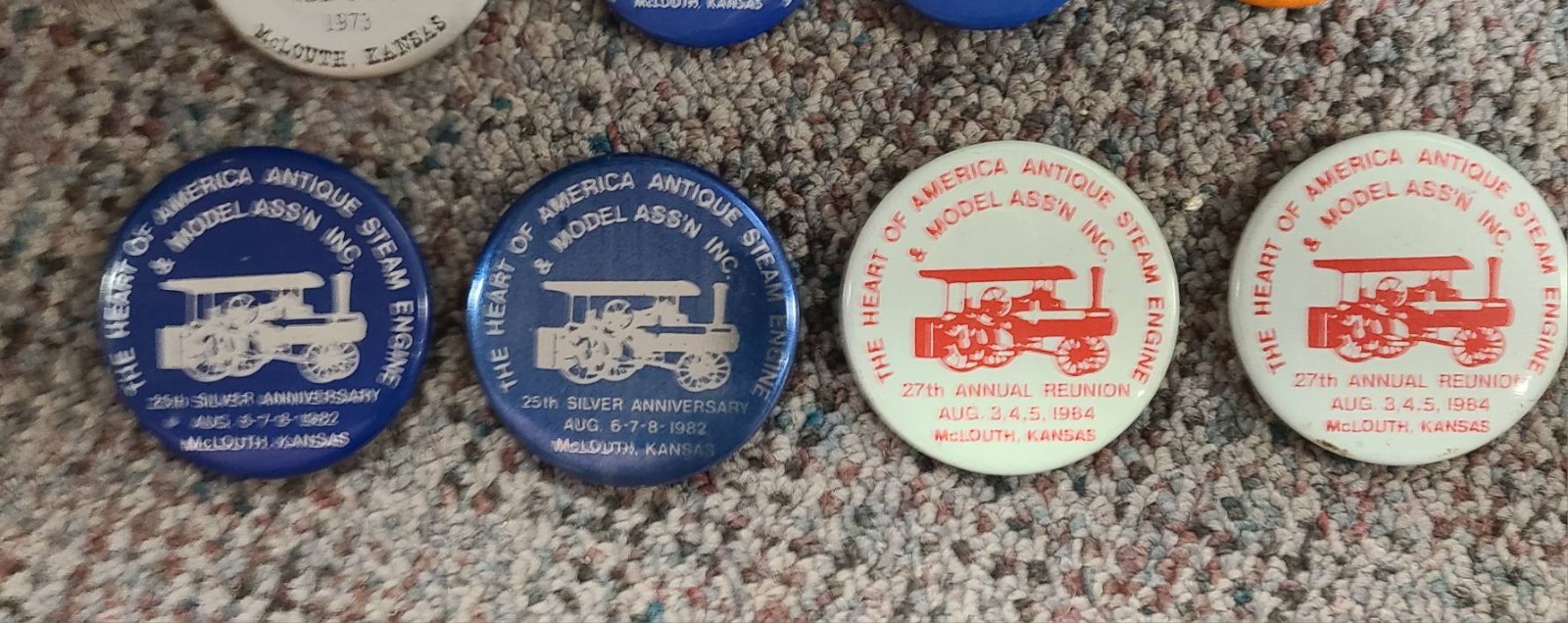 Vintage Heart of America Antique Steam Engine & Model… McLouth Kansas Buttons