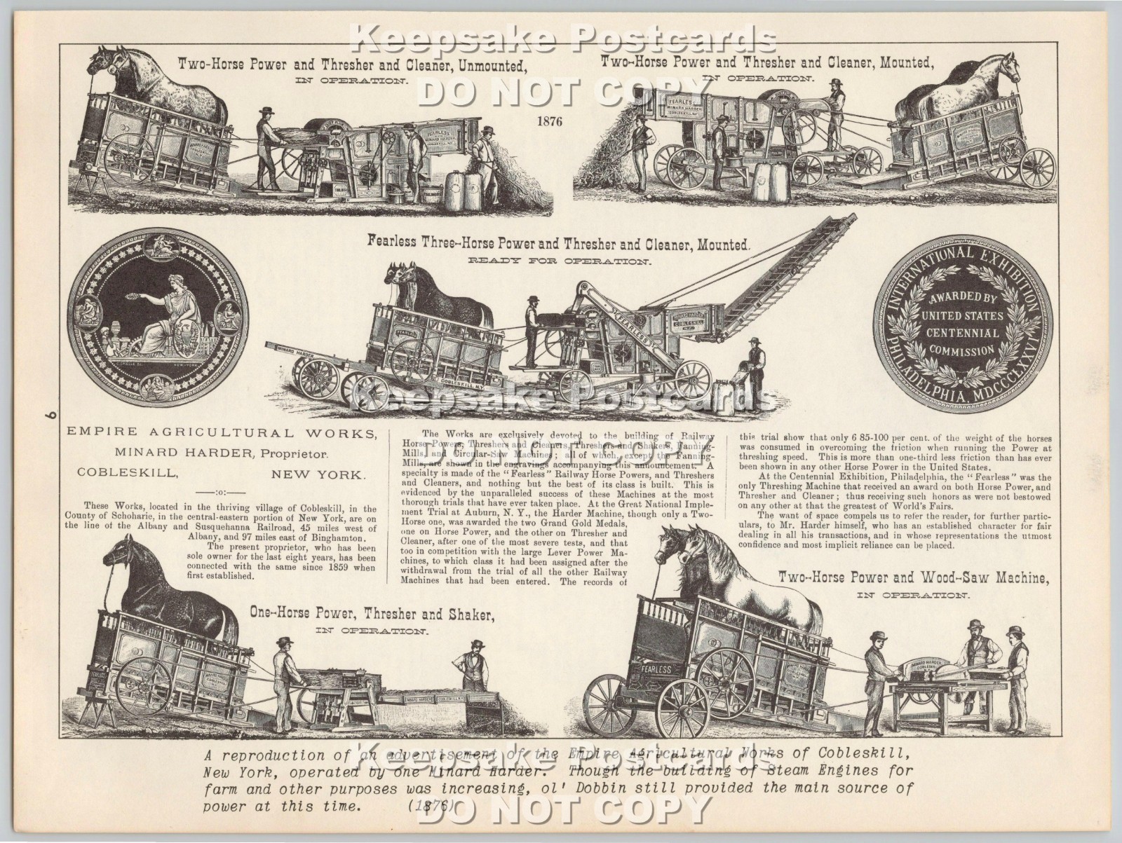 Empire Agricultural Works Horse-powered Threshers Cobleskill NY Vintage Print Ad