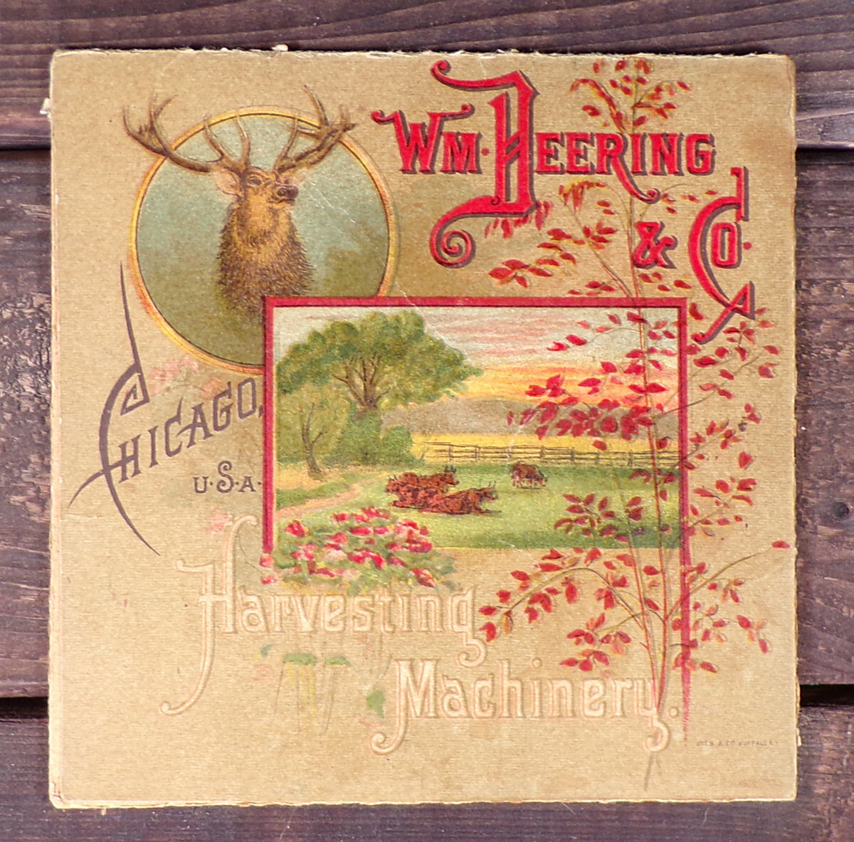 McCormick DEERING MOWER REAPER BINDER FOLD OUT Vintage Farm Victorian Trade Card