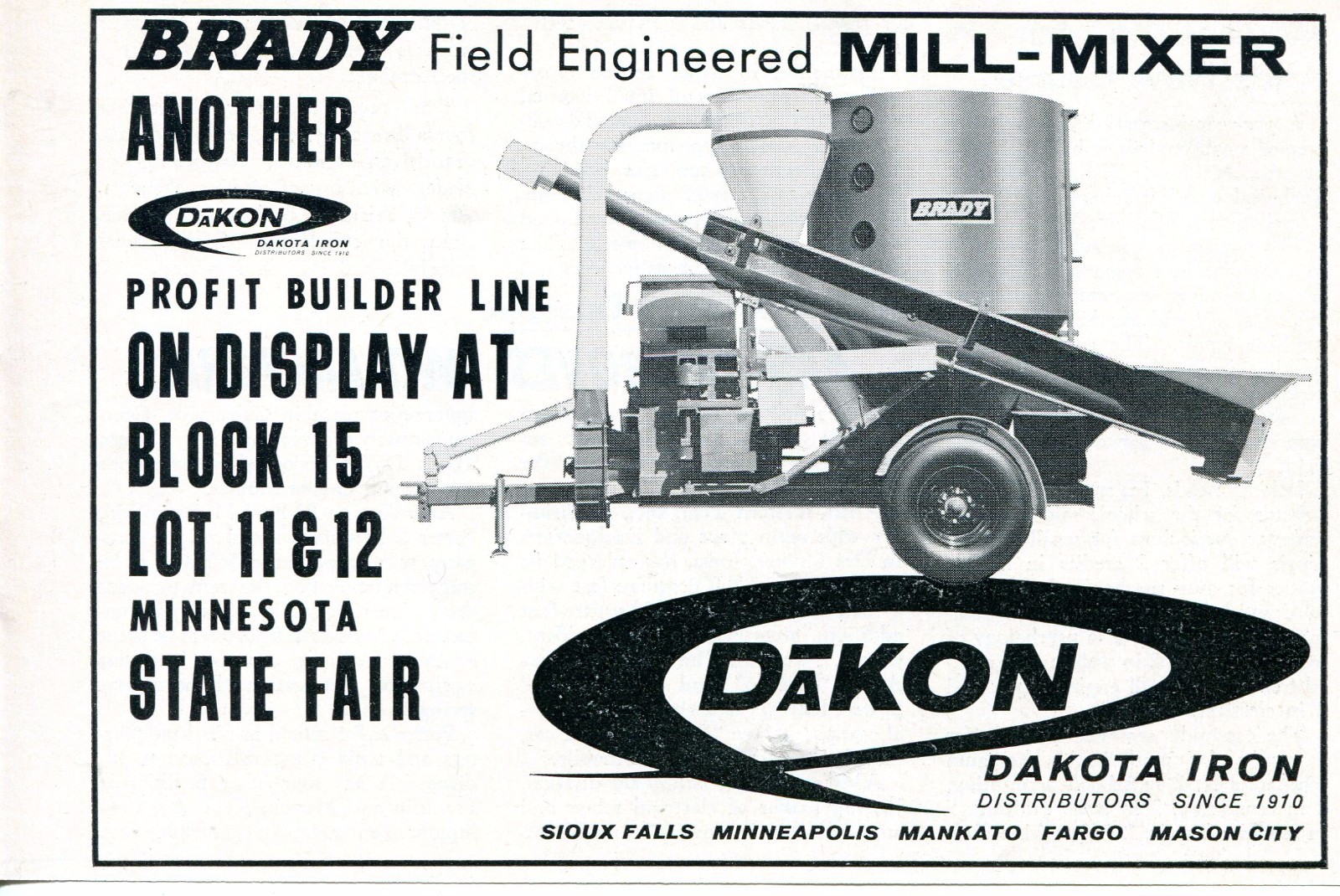 1966 small Dealer Print Ad of Dakota Iron Brady Mill-Mixer