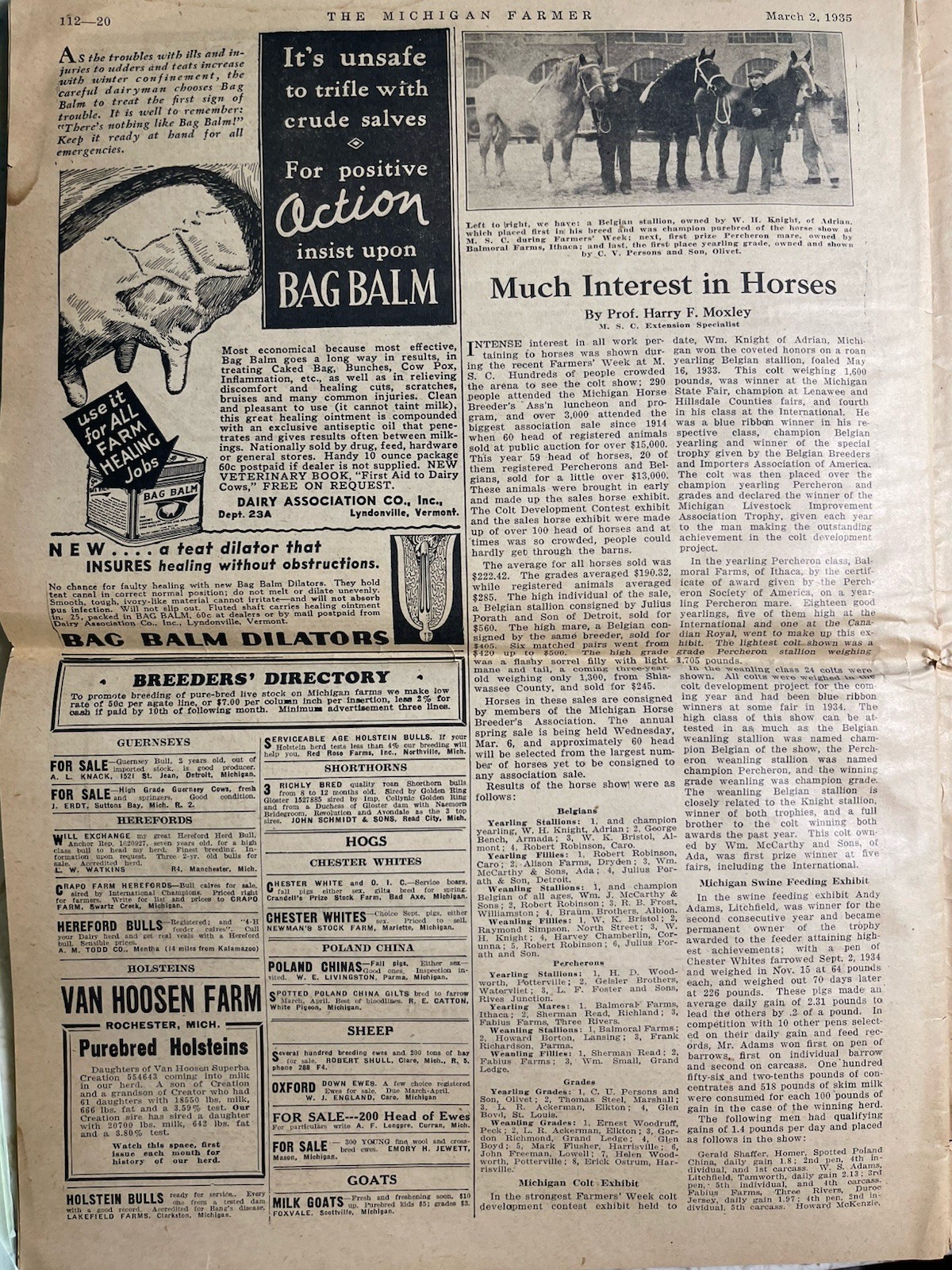 3 Vintage 1935 Michigan Farmer Papers Detroit Livestock Planting Recipes Fruit