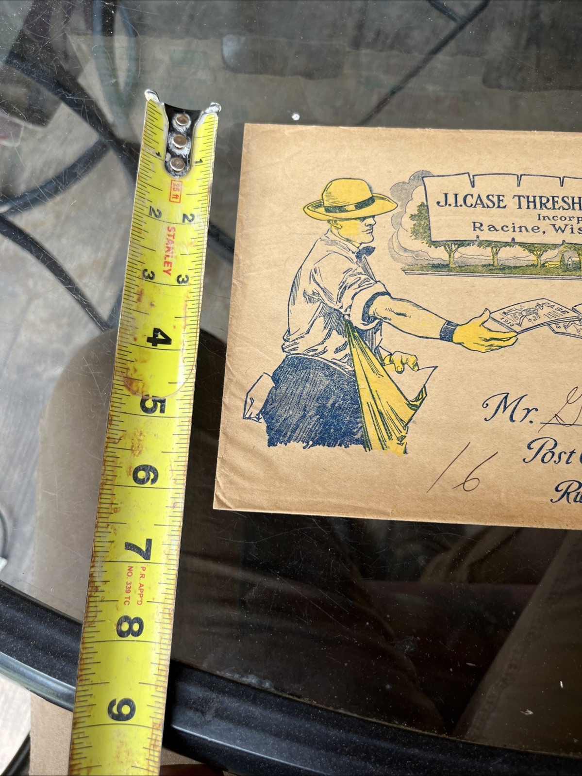 Antique J.I. Case Steam Tractor Engine Envelope, Bela Pa. Clarion Co., Farmer