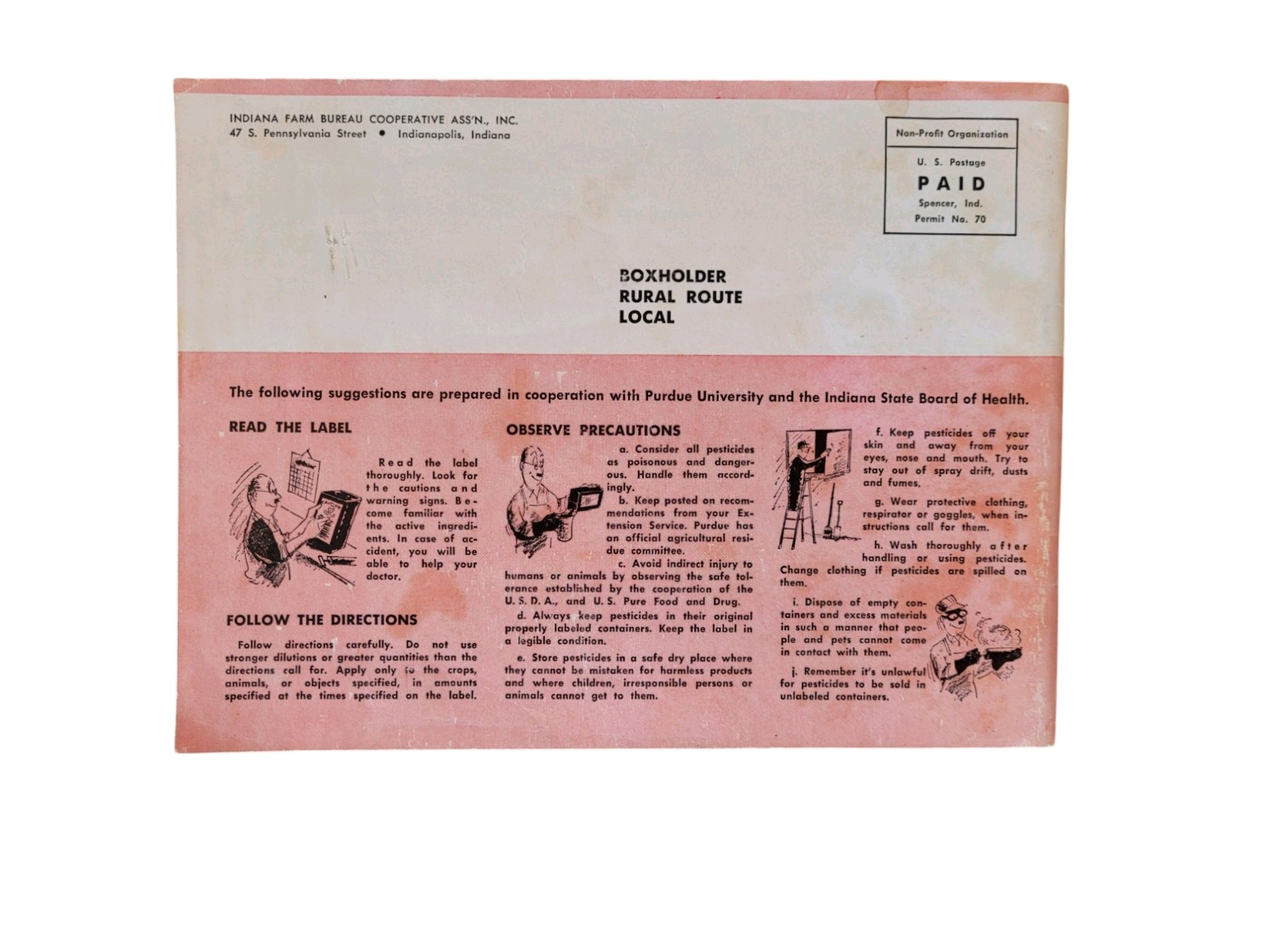 Vintage Indiana Farm Bureau Co-Op Pest Control Guide Booklet c.1968