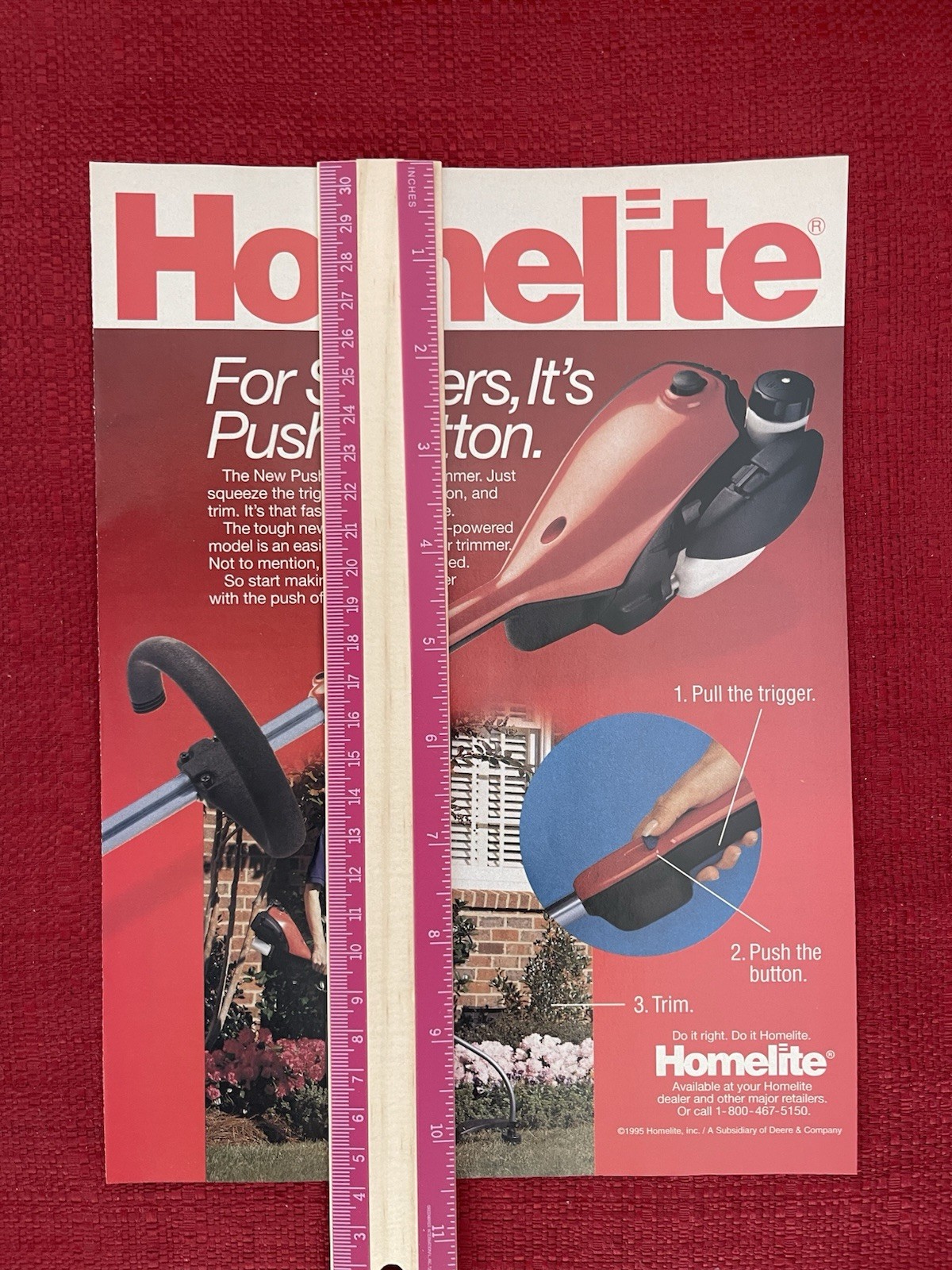 Vintage 1995 Print Ad Homelite Push Button Start Trimmer Weed Lawn Advertisement