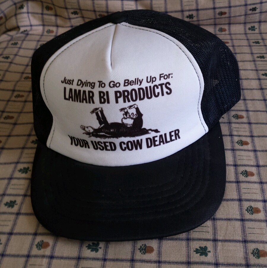 VTG MESH SNAPBACK TRUCKER FARMER HAT CAP LAMAR BI PRODUCTS YOUR USED COW DEALER