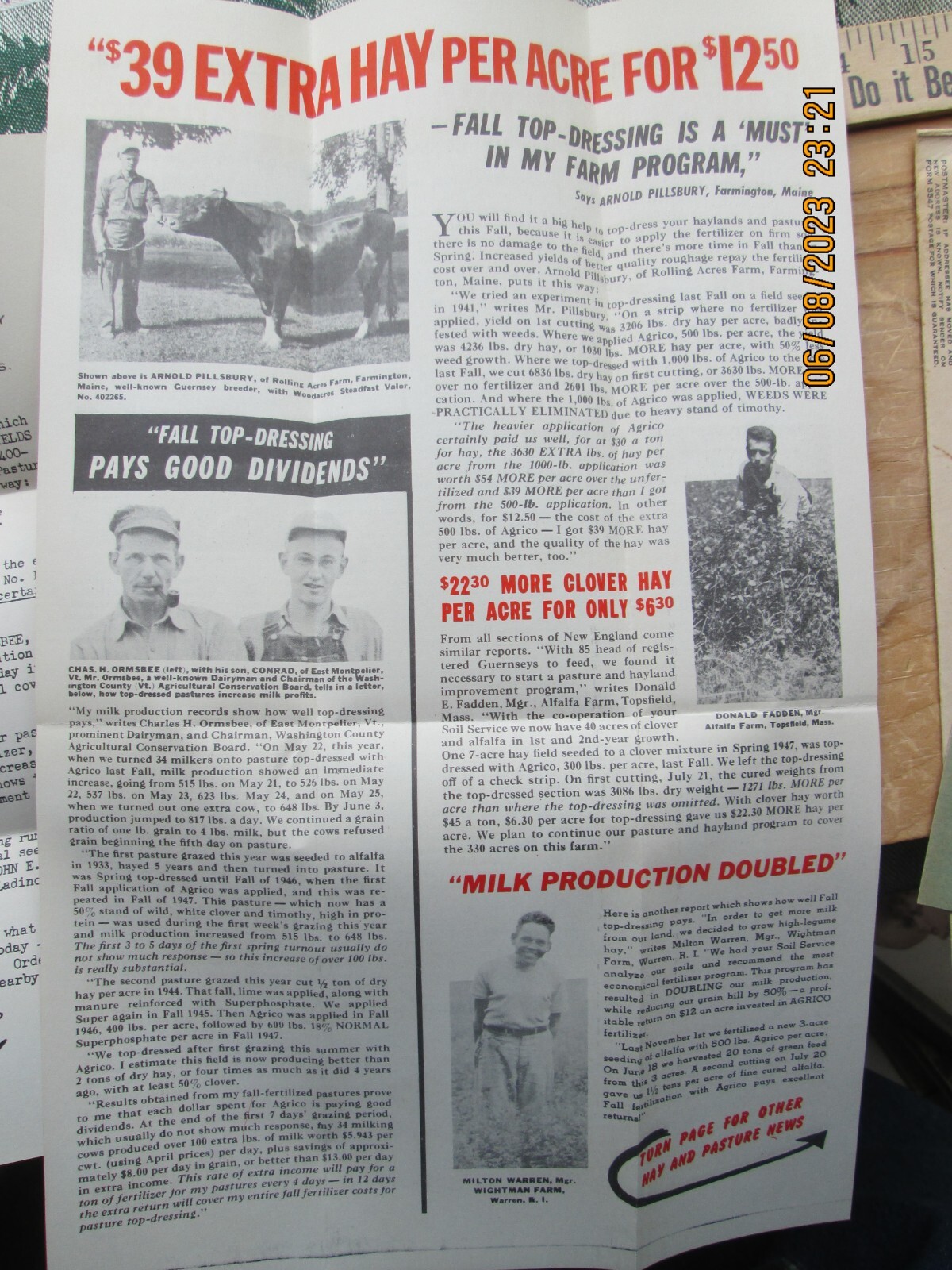 American agricultural chemical co Top dressing adv mailer 1948