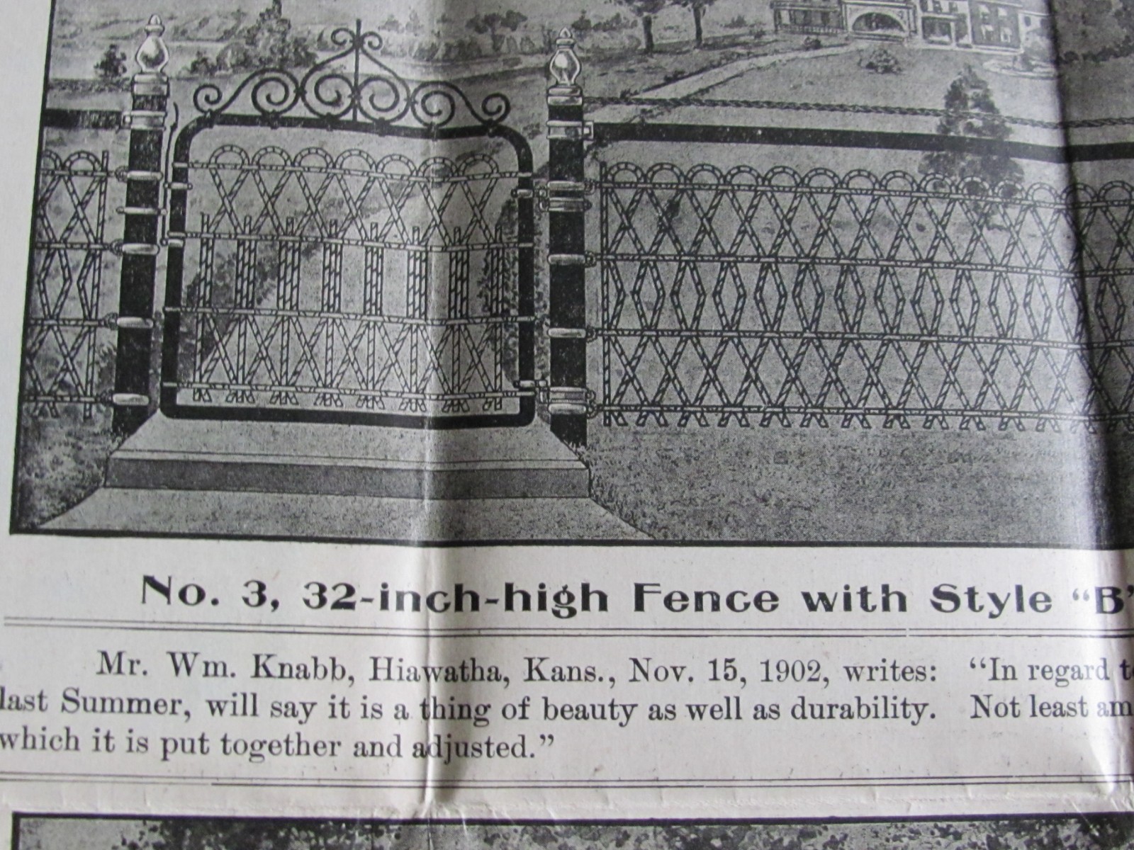 1906 COILED SPRING ORNAMENTAL FENCE WINCHESTER INDIANA LETTER & BROCHURE