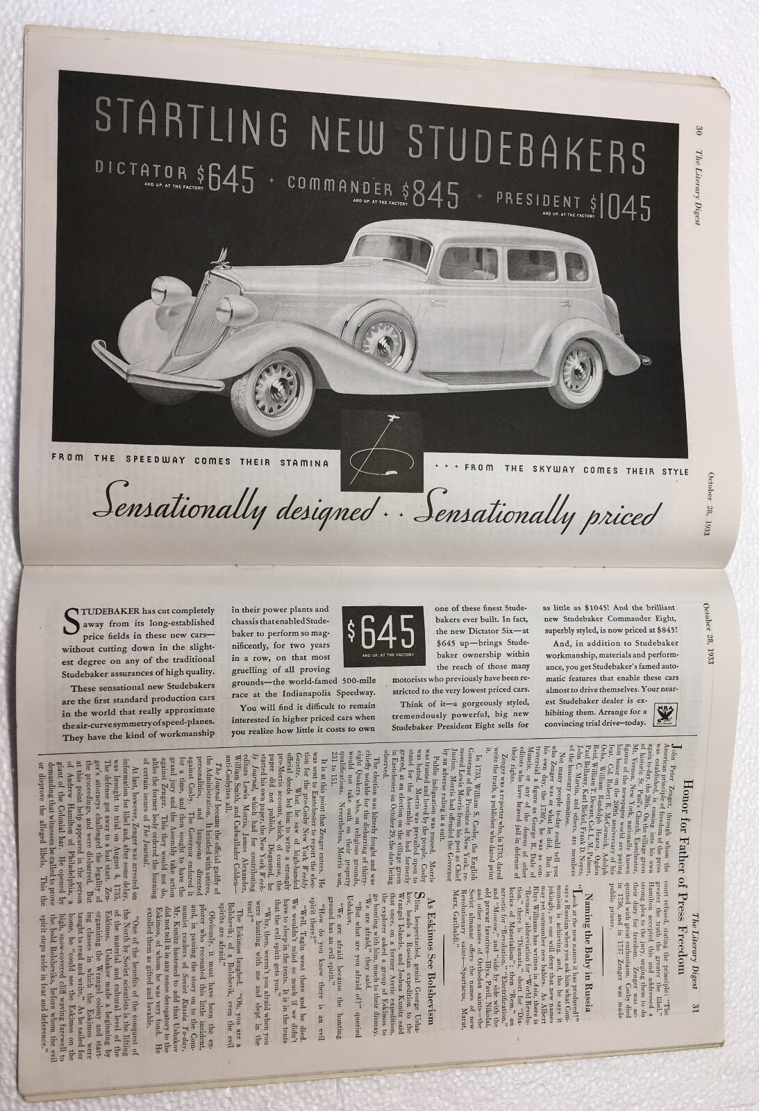 OCTOBER 28, 1933 — THE LITERARY DIGEST MAGAZINE