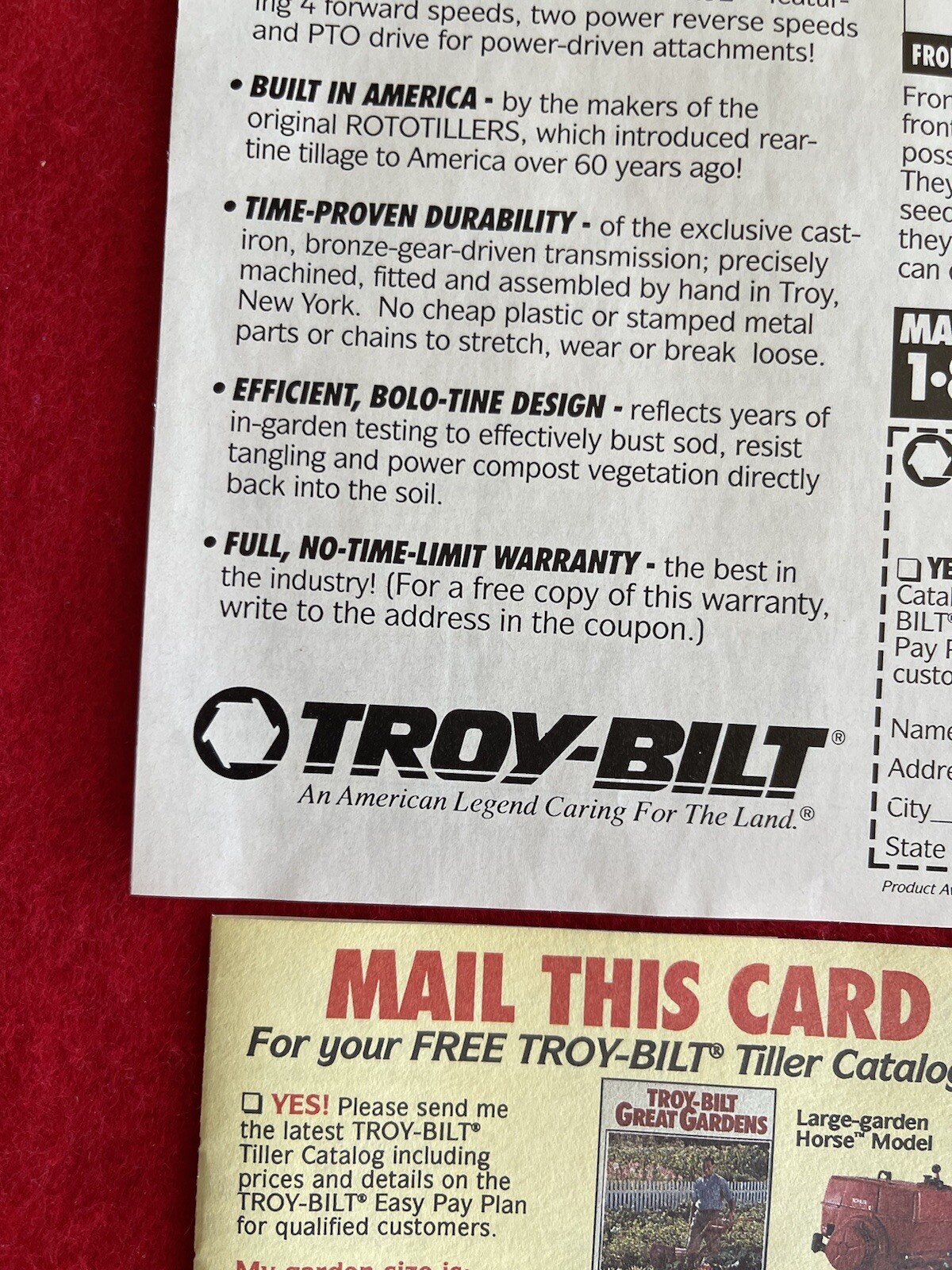 Vintage 1994 Print Ad Troy Bilt Roto Tiller Advertisement