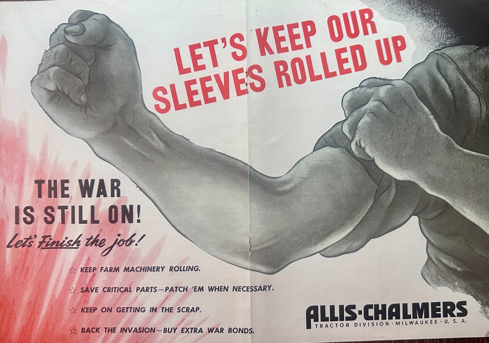 Set of (2) Allis Chalmers WWII Era 1944 Public Service Centerfold Ads #5076