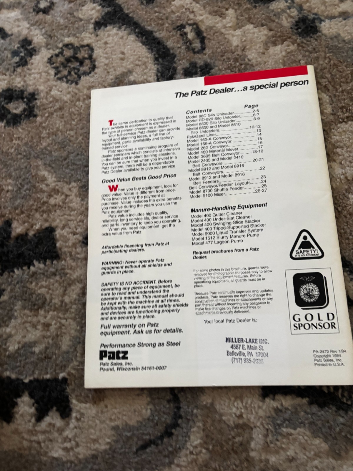 Patz Feed Handling Systems For 1994 Brochure DCPA26