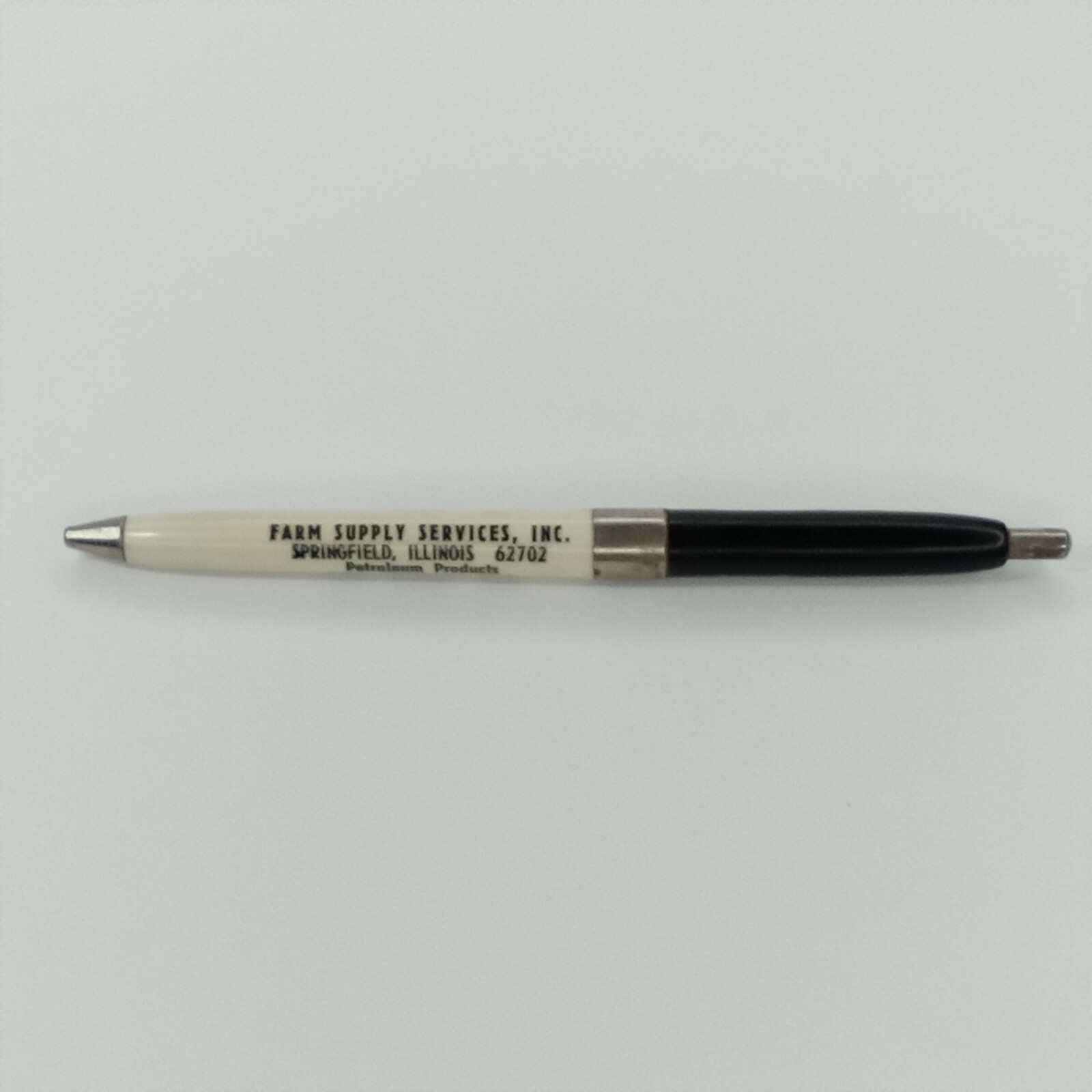 Vintage Pilot FS Farm Services Advertising Ink Pen White & Black Barrel 1960s