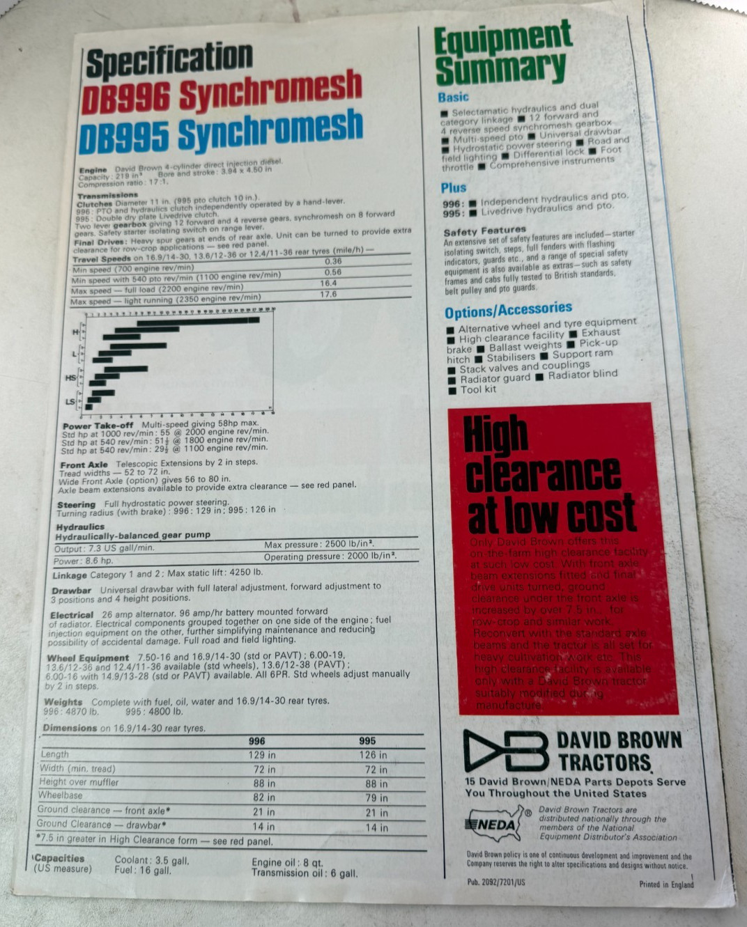 David Brown 58HP Tractors Sales Brochure