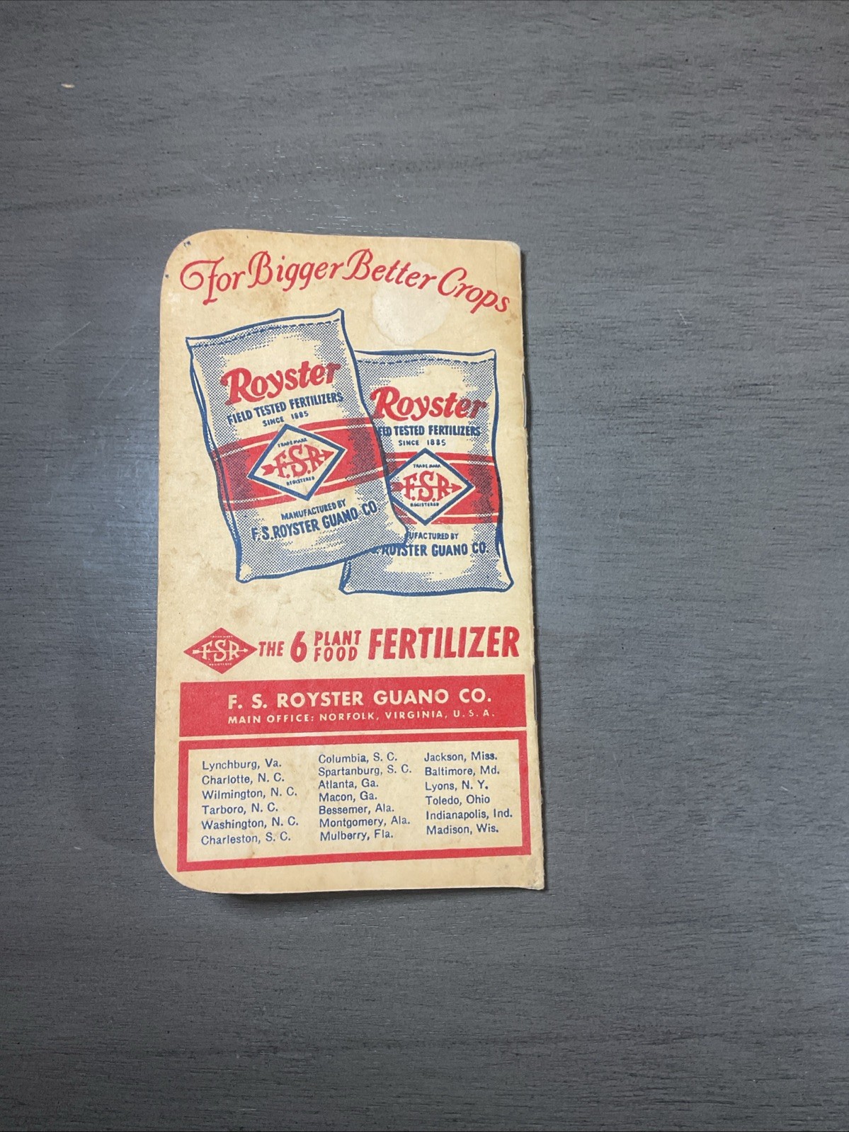Vintage 1955 56 Royster Fertilizer Ledger Farm Booklets Journal Advertising B36