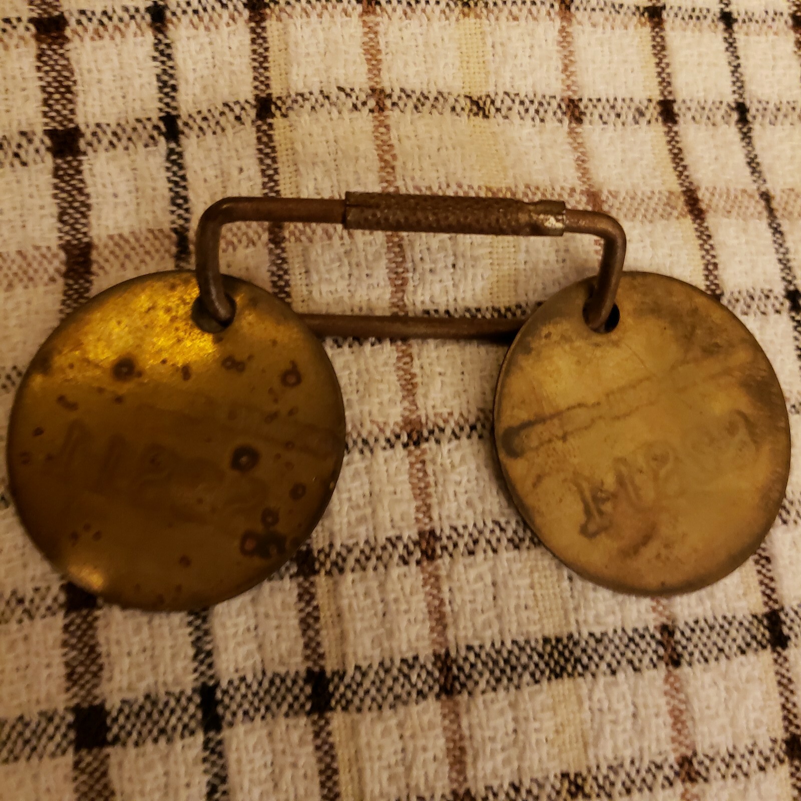 Vintage Brass Grove Tags/round Plate- Granite Ball- Groves
