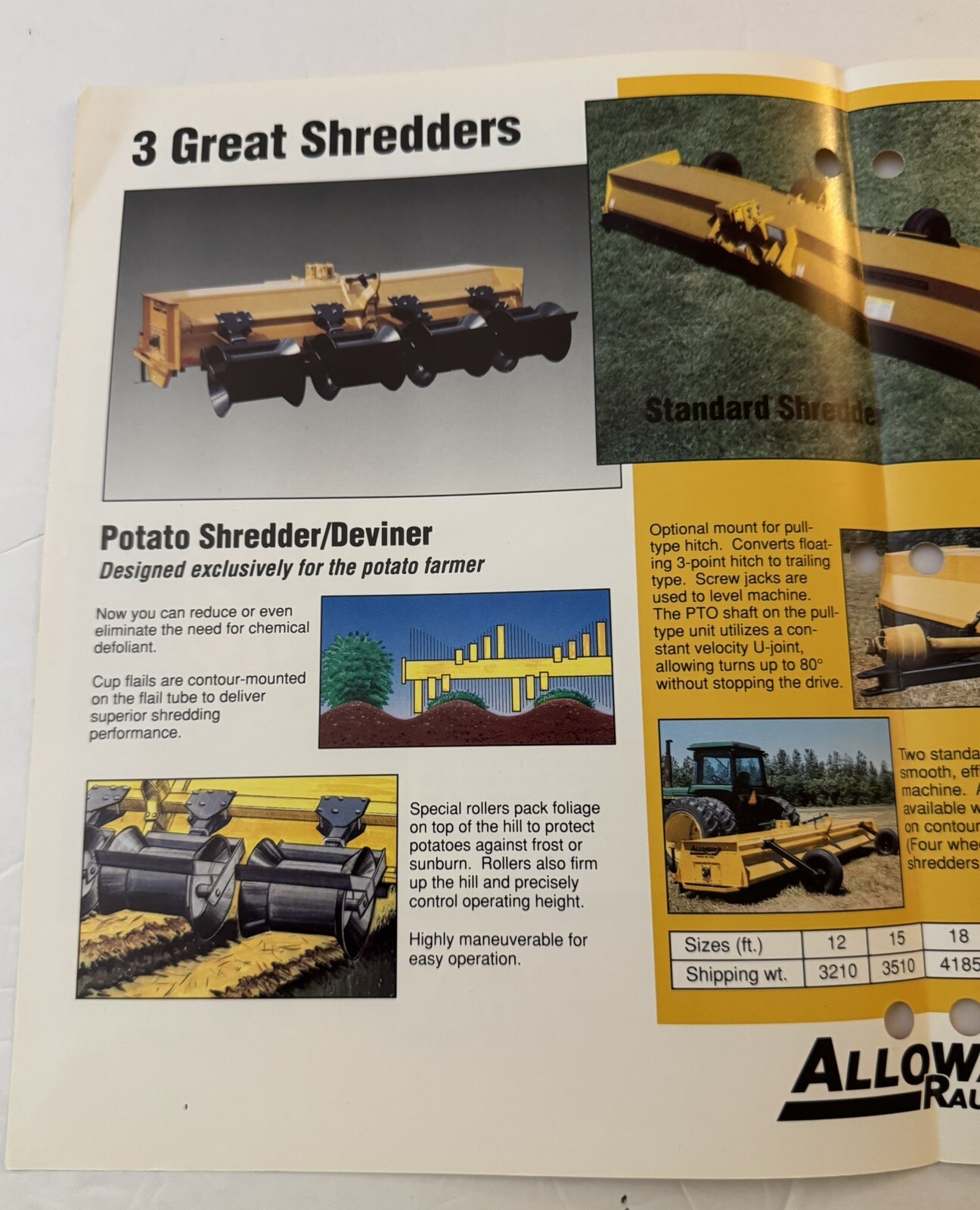 Vtg 1992 Farm Equipment Alloway Rau Shredders Dealer Sales Brochure Showroom