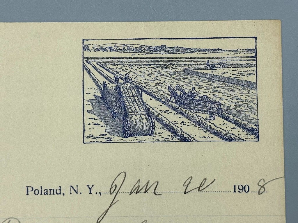1908 FARM IMPLEMENTS Frank Howe Machinery Advertising Letterhead POLAND NY