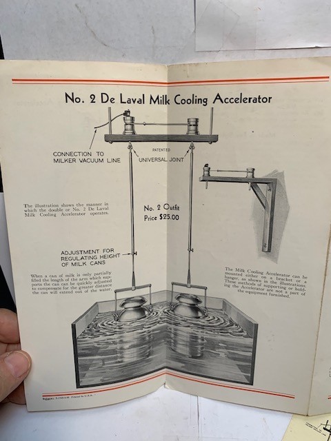 1932 DE LAVAL MILK COOLING ACCELERATOR FOLD OPEN BROCHURE S.1743-4-32 + PRICES
