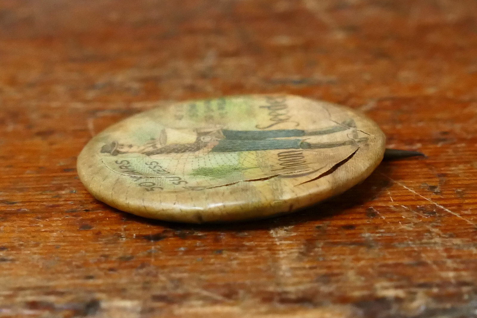 RARE Early 1900s Antique Cahoon Seeder Farm Implement Celluloid Pin Button 1.25”