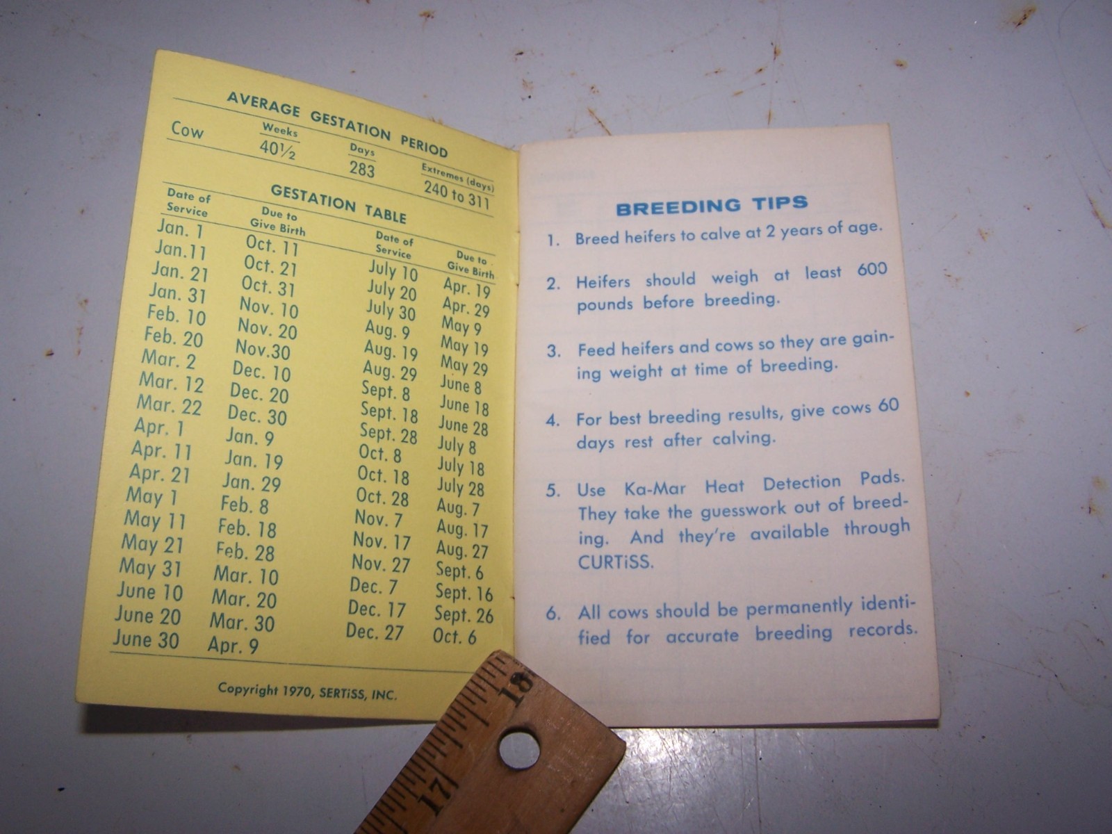 1970 CURTISS BREEDING SERVICE Beef Record Book CARY ILLINOIS