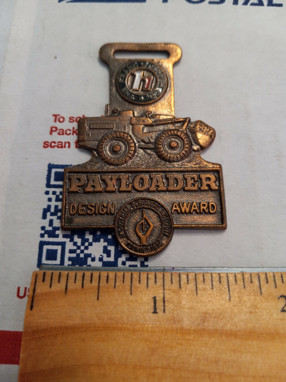 Payloader Design Award Key-Fob, Frank G Hough Co, Watch Fob, Key chain, Vintage