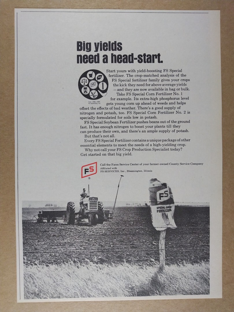 1967 Farm Service FS Special Corn Fertilizer vintage print Ad