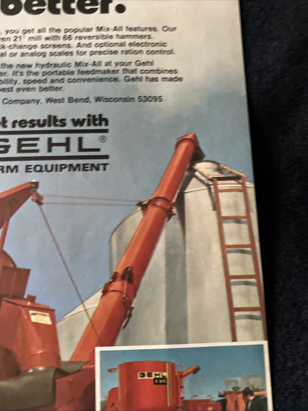 GEHL Farm Equipment Print Advertisement Hydraulic Mix All 1980 8×10