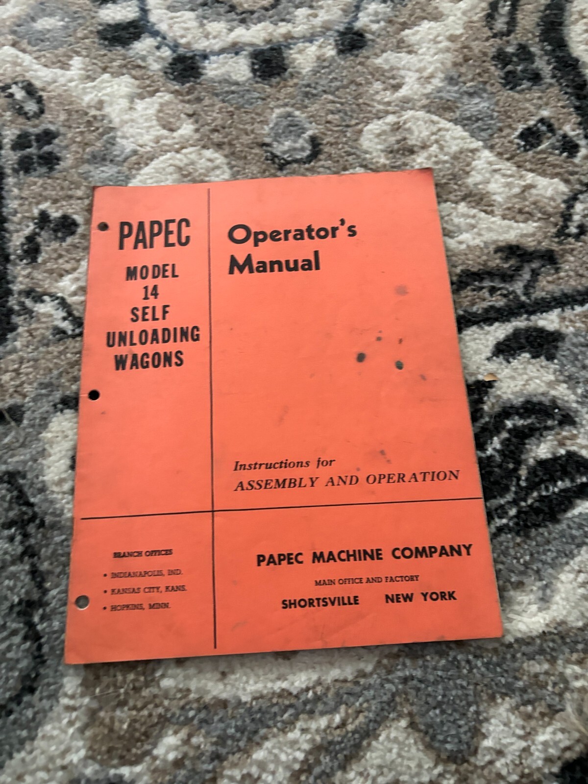 Papec 14 Self Unloading Forage Wagon Operator&rsquo;s Manual FCCA24