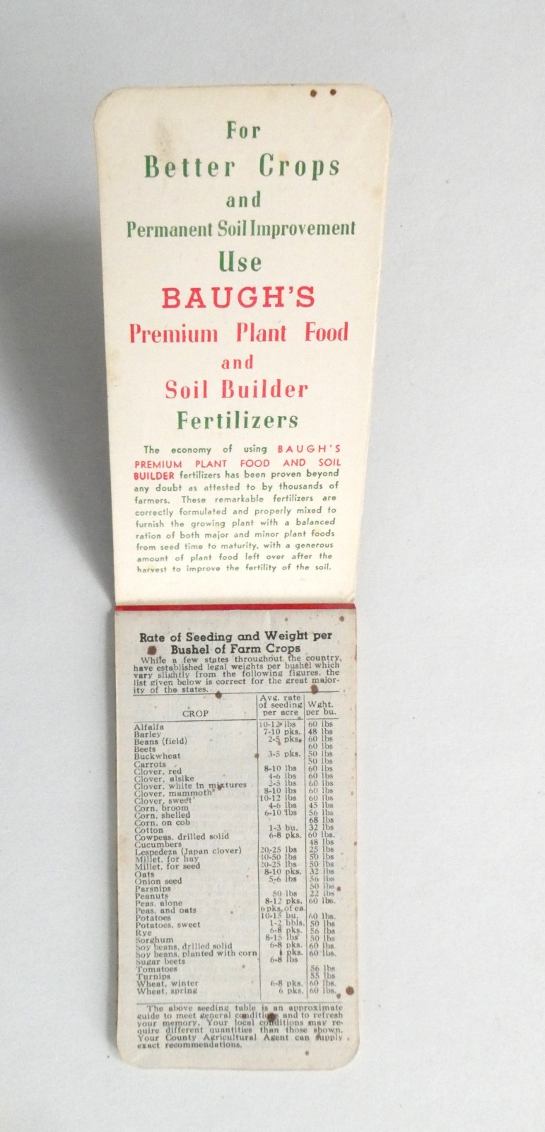 Baugh&rsquo;s Premium Plant Food & Soil Builder Advertising Notebook VTG Fertilizer