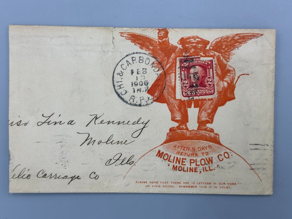 1880 – 1906 MOLINE PLOW Illustrated Postal Covers FARM Advertising Envelope